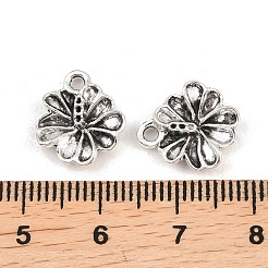 チベットのスタイル合金の花のチャーム  アンティークシルバー  14x12x3mm  穴：1.8mm.&nbsp;PALLOY-A024-20AS-1