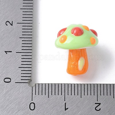 手作りのランプワークの凹凸のあるビーズ  キノコ  ミディアムスプリンググリーン  16~18.5x14~16x14~16mm  穴：0.6~1.8mm&nbsp;LAMP-Q007-01D-1