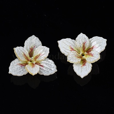 プラスチックビーズ  花  乳白色  18x19x6mm  穴：0.8mm&nbsp;KY-N015-035-1
