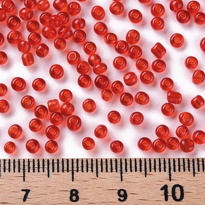 ガラスシードビーズ  トランスペアレント  ラウンド  レッド  8/0  3mm  穴：1mm  約10000ビーズ/ポンド&nbsp;SEED-A004-3mm-5-1