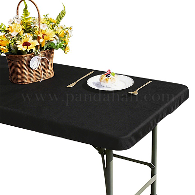 ポリエステルテーブルクロス  家の装飾用  長方形  ブラック  1940x885x0.4mm&nbsp;AJEW-WH20054-374A-1