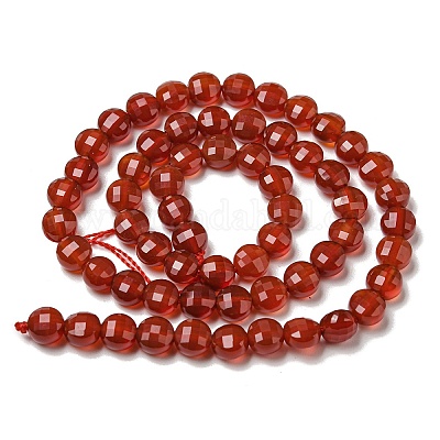 天然石カーネリアンビーズ連売り 多面カット フラットラウンド 5~6x4~4.5mm 穴：0.9mm 約65個/連  15.12''~15.20''（38.4~38.6センチメートル）の通販 - PandaHall（パンダホール）
