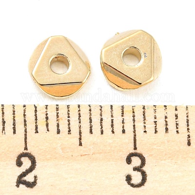 CCBプラスチックビーズ  三角形  ゴールドカラー  6x6x1.8mm  穴：1.4mm&nbsp;CCB-K011-05A-G-1
