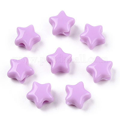 不透明なアクリルビーズ  スター  プラム  9x9.5x5.5mm  穴：2.5mm  約2050個/500g&nbsp;MACR-T047-01-08-1