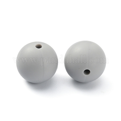 シリコンビーズ  ラウンド  銀  14.5~15mm  穴：2.2mm&nbsp;SIL-WH0012-001D-1