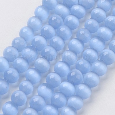 キャッツアイビーズ  ラウンド  藤紫色  6mm  穴：1mm  約66~68個/連  14.5~15.3インチ&nbsp;CER53-1