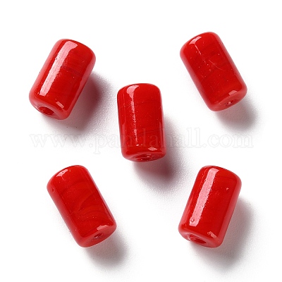 手作りランプワークビーズ  コラム  レッド  15~15.5x9~9.5x9~9.5mm  穴：1.6~1.8mm&nbsp;LAMP-Q003-04A-1