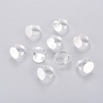 鉄のリングコンポーネント  調整可能  銀色のメッキ  内径：18mm&nbsp;IFIN-C046-S-1