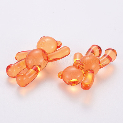 透明なアクリルビーズ  クマ  サンゴ  37x28x13mm  穴：2.5mm  約133個/500g&nbsp;MACR-S373-01B-921-1