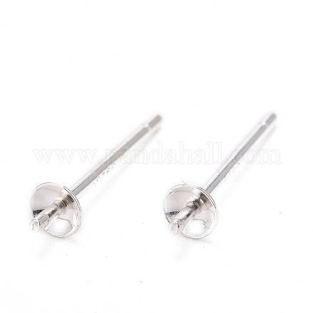 925スターリングシルバー製スタッドピアスパーツ  銀  トレイ：3mm  13mm  ピン：0.7mm&nbsp;STER-K167-027A-S-1