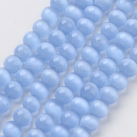キャッツアイビーズ  ラウンド  藤紫色  6mm  穴：1mm  約66~68個/連  14.5~15.3インチ&nbsp;CER53-1