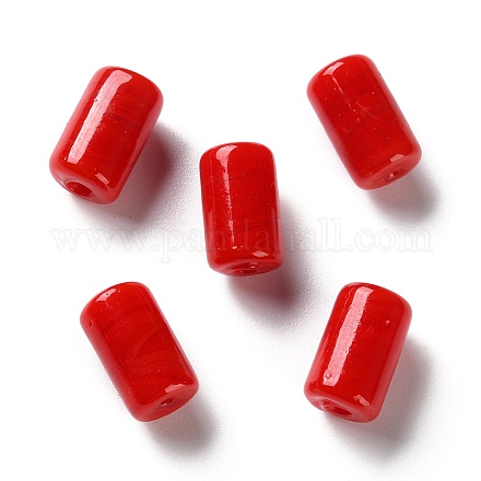 手作りランプワークビーズ  コラム  レッド  15~15.5x9~9.5x9~9.5mm  穴：1.6~1.8mm&nbsp;LAMP-Q003-04A-1