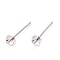 925 Sterling Silver Stud Earring Findings, Silver, Tray: 3mm, 13mm, pin: 0.7mm
