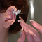 Alloy Rhinesonte Cuff Earrings, Platinum, Butterfly