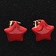真鍮製スタンドピアス  エナメル  ラックめっき  長持ちメッキ  鉛フリー＆カドミウムフリー  スター  レッド  11x12mm&nbsp;EJEW-F359-07G-4