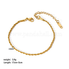 女性用スタイリッシュな304ステンレススチールローロチェーンブレスレット  18KGP本金メッキ  6-3/4インチ（17cm）