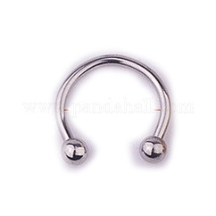 303 ステンレススチール製円形/馬蹄形バーベルノーズリング  女性のための鼻ピアスジュエリー  ステンレス鋼色  内径：6mm  ピン：1.2mm  17ゲージ
