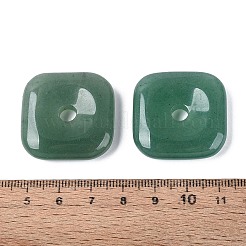 天然石グリーンアベンチュリンペンダント  丸みを帯びた四角い安全コインチャーム  29.5~30x29.5~30x7~7.5mm  穴：5~5.3mm&nbsp;G-Q602-02G