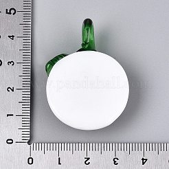 手作りランプワークペンダント  てんとう虫入りカボチャ  ホワイト  40~42x29~30x12~14mm  穴：6~7x5~6mm&nbsp;LAMP-N034-02A