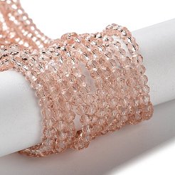 ガラスビーズ連売り  多面カットそろばん  ロンデル  鮭色  2.3~2.7x2mm  穴：0.4mm  約135~140個/連  26~27cm&nbsp;EGLA-A034-T1mm-D21