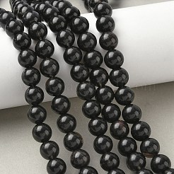 天然氷オブシディアンビーズ連売り  ラウンド  ブラック  10mm  穴：1.2mm  約31~33個/連  14.76''~14.96''（37.5~38センチメートル）&nbsp;G-P590-A02-10mm-01