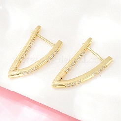 真鍮製フープピアス  三角形  18KGP本金メッキ  29.5x16x2.5mm&nbsp;EJEW-D348-02G