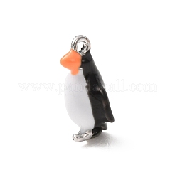合金エナメルチャーム  3Dペンギンチャーム  プラチナ  ブラック  15.5x8x6.5mm  穴：1.3mm&nbsp;AL-CBA7F7E-04G