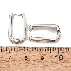 304ステンレススチールフープピアス  長方形  プラチナ  19.5x11x5mm&nbsp;EJEW-D358-01P