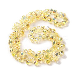 半金メッキ電気メッキビーズ連売り  多面カット  ロンデル  きいろ  8x6mm  穴：1.2mm  約95~98個/連  20.07~20.86インチ（51~53cm）&nbsp;EGLA-H104-09A-HP01