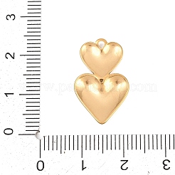 304ステンレスペンダント  二重の膨らんだハートのハートチャーム  ゴールドカラー  22.5x13.5x2.5mm  穴：1.4mm&nbsp;STAS-D264-06F-G