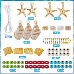 海をテーマにしたDIY合成ターコイズ＆シェルビーズブレスレット作成キット  ミックスカラー  4mm  穴：1mm  130pc&nbsp;DIY-SC0028-41