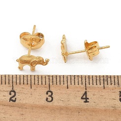 女性用304ステンレススチールスタッドピアス  ゴールドカラー  象  6.5x9mm&nbsp;LS-STAS-Z117-15G-04