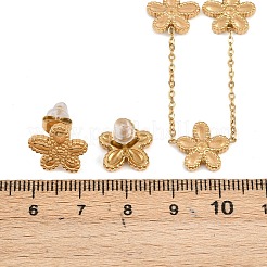 女性用フラワー304ステンレススチールネックレス＆スタッドピアスセット  イオンプレーティング（ip）  18KGP本金メッキ  12x13mm&nbsp;SJEW-K003-01G
