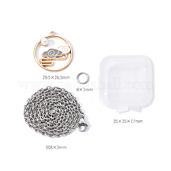 チャイニーズスタイルの合金ペンダントネックレス  304ステンレススチールアズキチェーン付き  エナメルとABSプラスチックの模造真珠  クラウドとフラットラウンド  スレートグレイ  20インチ（50.8cm）&nbsp;NJEW-YW0001-01