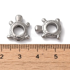 変色しない304ステンレススチールビーズフレーム  カメ  ステンレス鋼色  15x13x4mm  穴：1.5mm  6mm内径&nbsp;STAS-I305-190P