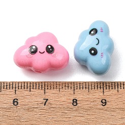 オペークプリントアクリルビーズ  雲  ミックスカラー  13.5x19x12mm  穴：2mm&nbsp;AC-CBAC57E-07