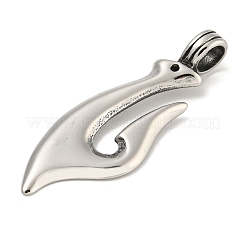 316サージカルステンレスペンダント  フック  アンティークシルバー  49.5x17x8mm  穴：6mm&nbsp;STAS-Z073-102AS