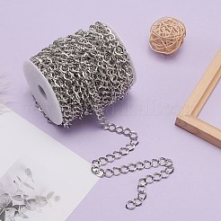 アイアン製ツイストチェーン  溶接されていない  スプールで  菱形リンク  プラチナ  13.5x11x1mm  約328.08フィート（100m）/ロール&nbsp;CH-R005-13x11mm-P