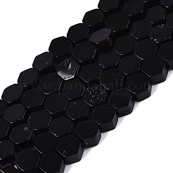 天然石オブシディアンビーズ連売り  六角  3.5~4x4~4.5x2~3.5mm  穴：0.5~0.6mm  約95~104個/連  15.16~15.94インチ（38.5~40.5cm）&nbsp;GG-N002-02A-01
