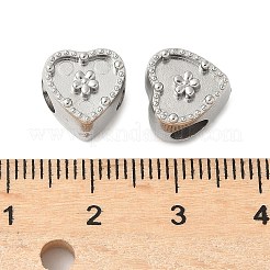 304ステンレススチールヨーロピアンビーズ  エナメルのカボションセッティング  大穴ビーズ  ステンレス鋼色  ハート  10x10x8mm  穴：4.5mm&nbsp;STAS-D307-02B-P