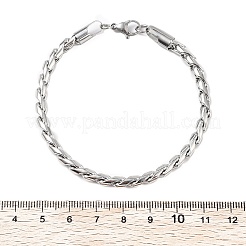 304ステンレススチールロープチェーンブレスレット男性用女性用  ステンレス鋼色  8インチ（20.3cm）&nbsp;BJEW-Q038-04P