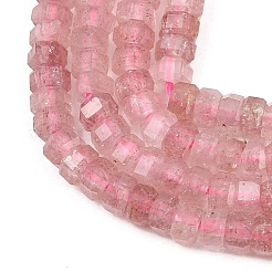 天然石ストロベリークォーツビーズ連売り  多面カット  六角  4x4x2~2.5mm  穴：0.9mm  約156個/連  15.24''（38.7センチメートル）&nbsp;G-G345-C22-2x4mm