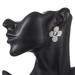 304ステンレススチールスタッドピアス  パウア貝付き  花  ステンレス鋼色  33x26.5mm&nbsp;EJEW-JE06951-01