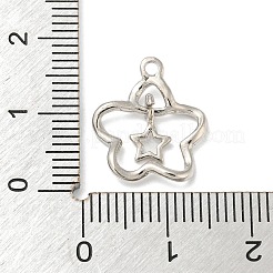 合金ペンダント  スター付き花  プラチナ  21x14x2mm  穴：1.5mm&nbsp;FIND-G068-01P