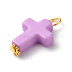 オペークアクリルパーツ  鉄のパーツと  チベットスタイル合金デイジースペーサービーズ  クロス  ミックスカラー  22.5x12x4mm  穴：3mm&nbsp;PALLOY-JF00833