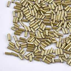 電気メッキガラスラッパビーズ  丸い穴  メタリックカラー  ゴールド  3~5x1.5~2mm  穴：0.8mm  約15000個/袋&nbsp;SEED-S029-02B-04