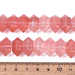 チェリークォーツガラスビーズ連売り  弾丸  多面カット  10x19~19.5x11~11.5mm  穴：1.2~1.4mm  約20個/連  8.07~8.27''（20.5~21センチメートル）&nbsp;G-T142-60