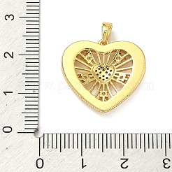 真鍮マイクロパヴェクリアキュービックジルコニアペンダント  ゴールドカラー  ハートチャーム  19x21x4mm  穴：4.5x2.5mm&nbsp;KK-B171-03G-03
