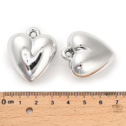 UVメッキアクリルパーツ  ハートチャーム  銀  35x32x16mm  穴：3.5mm  約55個/500g&nbsp;OACR-S076-08