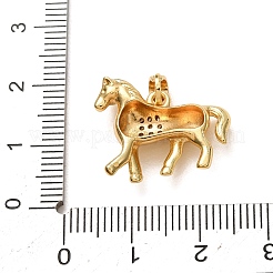 真鍮マイクロパヴェクリアキュービックジルコニアペンダント  馬のチャーム  18KGP本金メッキ  16.5x20x5mm  穴：4.5x3mm&nbsp;CU-CBA97F2-06G